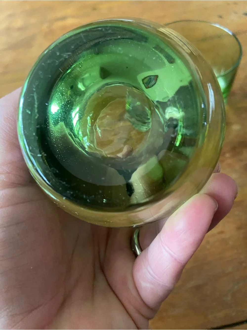 2 Crate&Barrel Emerald 2 toned Green Glass Votive Candle Holders